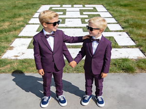 Boys Pink 2 Piece Suit <b>Set</b> with Bow Tie | Kids Wedding Party Formal <b>Blazer</b> Pant <b>Set</b> | Custom Children Occasion Wear - Product Image 3