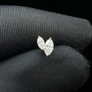 Floral Lab Grown Diamond <b>Stud</b> <b>Earring</b> In 14K Gold With Marquise Petal <b>Helix</b> Design - Product Image 1