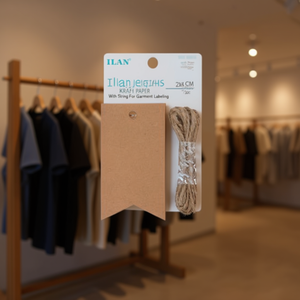 Etichette pendenti Iln 2x4 cm in carta kraft con cordino per etichettatura di capi d'abbigliamento - Product Image 2