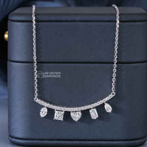 Colgante de Diamante Cultivado en Laboratorio con Corte Esmeralda, Corazón, Oval, Princesa, Pera y Redondo, en Plata S925, Metal Blanco de Lujo, Claridad EF, 28 Piezas, Regalo - Product Image 6