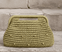 Pochette en raphia avec embellissements de perles, style bohème, sac à main d'été, fermeture éclair, mode féminine pour usage quotidien