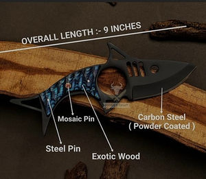 Couteau Skinner de style poisson, fait main, en carbone avec revêtement en poudre, manche en Micarta, cadeau personnalisé pour papa ou mari, support OEM - Product Image 2