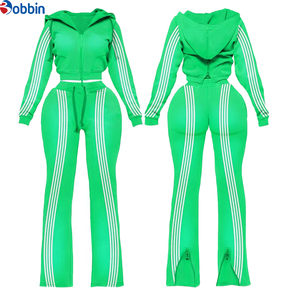 Conjuntos Deportivos de Moda para Mujer con Logotipo Personalizado, Pantalones Deportivos Bordados, Sudadera con Capucha y Cremallera, Top de Manga Larga, Conjunto de 2 Piezas - Product Image 2