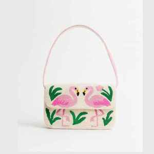 Sac coloré indien fait main perlé, artisanat ethnique de luxe, poignée baguette en perles de verre, accessoire de mode durable et tendance en cristal - Product Image 1