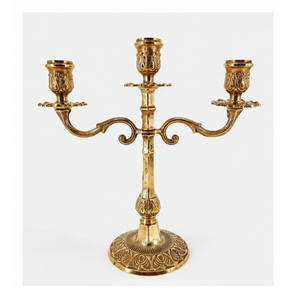 Candélabre à 3 bras doré, bougeoir antique vintage en métal pour centre de table de mariage, décoration intérieure à bon prix - Product Image 1