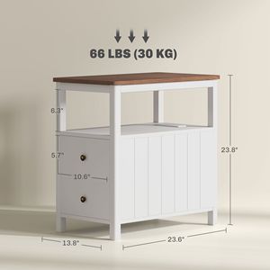 White <b>Side</b> <b>Table</b> with Charging Station and USB Ports Narrow Console <b>Table</b> with <b>Drawers</b> for Living Room - Product Image 3