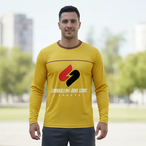 Men Fashion Long Sleeve T Shirt Cotton <b>Polyester</b> Breathable Casual Plain Full Sleeve Daily Wear Comfortable Wholesale Apparel - Product Image 3