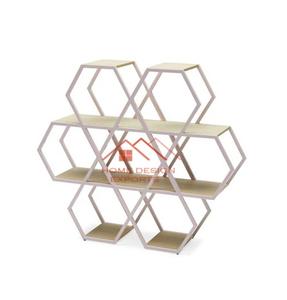 Étagère murale hexagonale en métal flottante de style nordique moderne pour salon - Product Image 1