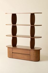 Estante de Almacenamiento Contemporáneo de Madera de Teca de Lujo con Soportes Esculturales - Product Image 2
