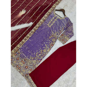 Hermosa ropa tradicional china Top-Plazzo y Fancy Dupatta para fiestas - Product Image 3
