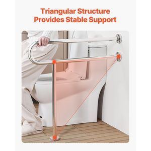 Barra di Sicurezza per WC a U da 31,5 Pollici in Acciaio Inox 304, Maniglione Antiscivolo per Anziani e Disabili, Attrezzatura di Sicurezza per Bagno - Product Image 6