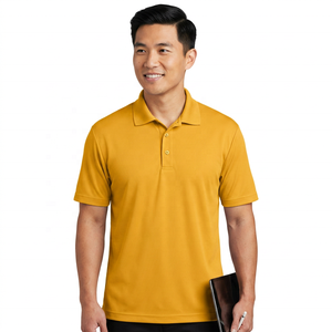 Men's Solid <b>Yellow</b> Short Sleeve Cotton <b>Polo</b> <b>Shirt</b> Casual Breathable Knitted Regular Fit - Product Image 5