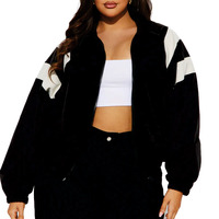 Chaqueta Oversize Personalizable para Mujer, Diseño en Bloques de Color Blanco y Negro, Ligera, Estilo Urbano, Cortavientos, Chaqueta Bomber OEM, Chaquetas de Moda para Hombre
