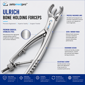 Pinces à os ULRICH à mâchoires dentelées pivotantes à double pointe 9,5 pouces, ensemble d'instruments ZETOMEDPRO, instruments chirurgicaux orthopédiques CE - Product Image 6