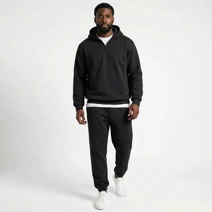 Men 2 Piece Sports Team <b>Tracksuit</b> Set Quarter Zip Hoodie Fleece Jogger Pants Uniform Custom OEM Wholesale Manufacturer - Product Image 1