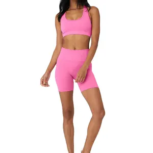 Customized Plus Size Women's Yoga <b>Shorts</b> 2-Piece Gym Fitness Set Breathable 100% Cotton Activewear with Custom Logo Waist Design - Product Image 1