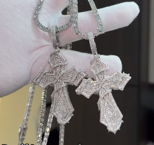 Colgante de Cruz con Diamantes de Moissanita, Plata 925, Estilo Iced Out, Joyería Religiosa Hip Hop, Brillante, Regalo para Hombres y Mujeres - Product Image 4