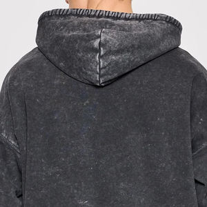 Sweat-shirt à capuche zippé pour homme, coupe classique, noir uni, 100% coton molletonné 300g, impression numérique, vêtement décontracté d'automne avec poche - Product Image 4