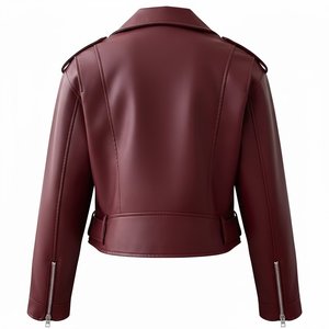 Nouvelles vestes bomber en cuir véritable pour femmes, col zippé bordeaux, logo personnalisé, style vintage, hiver, respirantes et imperméables, vente en gros RTS - Product Image 3
