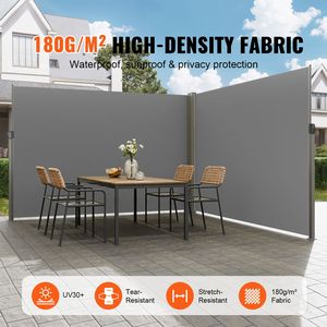 Paravent d'extérieur rétractable 79FT X 236FT, imperméable, en polyester 180g, protection UV 30+, avec auvent latéral en toile PC - Product Image 2