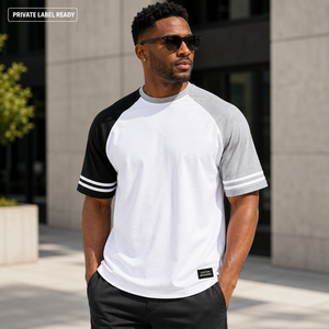 T-shirt Raglan Homme Personnalisé à Manches Courtes, Color Block, Sportif – Fabricant de Vêtements en Gros OEM/ODM à Marque Privée - Product Image 3