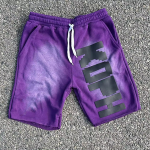 Shorts en molleton personnalisés pour hommes, style vintage délavé, épais, avec cordon de serrage, imprimé flamme, streetwear décontracté, vente en gros - Product Image 5