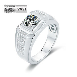 rapper jewelry luxury men diamond 925 sterling <b>silver</b> iced out fine jewelry <b>solitaire</b> pave moissanite hip hop <b>ring</b> Unisex band - Product Image 6