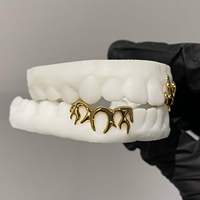 Grillz personnalisés en argent 925 plaqué or avec opales, pour 2 dents supérieures et 3 dents inférieures, bijoux HipHop