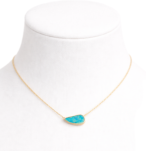 Collier en Opale Doublette, Pendentif Pierre de Naissance d'Octobre, Or Massif 14K 18K, Bijoux Fins Délicats, Collier Pendentif Amour Fait Main - Product Image 3