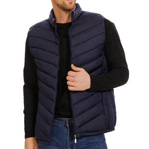 Chaleco Acolchado Azul Marino para Hombre, Cierre de Cremallera, Cuello Alto, Cortavientos, Ropa de Invierno Informal, Chaqueta sin Mangas - Product Image 2