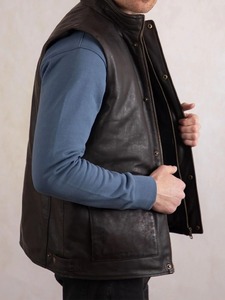 Garrigill Brown Leather Vest - Product Image 2