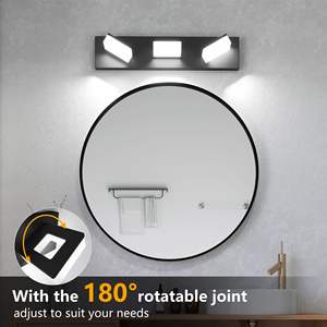 Luminaire de salle de bain moderne à 3 lumières, 20 pouces, LED, noir mat, acrylique, éclairage mural, blanc froid, éclairage de salle de bain - Product Image 4