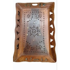Juego de Fruteros Ovalados de Madera de Sheesham con Incrustaciones de Latón - Fruteros Decorativos de Madera al por Mayor - Product Image 3