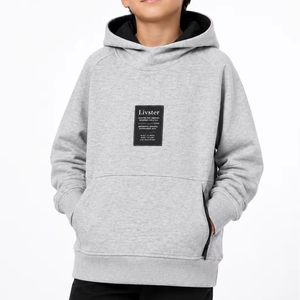 Sweat-shirt à capuche gris premium pour garçons, sweat-shirt décontracté pour enfants, sweat-shirt à capuche en coton mélangé doux, poche kangourou sur le devant, manches longues - Product Image 1