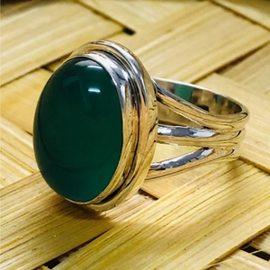 High Grade <b>Green</b> Onyx 925 Sterling Silver Oval Shape Gemstone Handmade Elegant Jewelry <b>Ring</b> For Unisex - Product Image 2