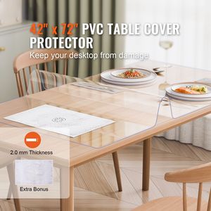 Copritavolo in Plastica Trasparente 42 X 72 Pollici, Spessore 2,0 mm, Tappetino da Scrivania in PVC Usa e Getta, Impermeabile, Facile da Pulire, Protezione per Tavolo Rettangolare - Product Image 2