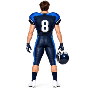 Ensemble d'uniformes de football américain personnalisés, écologiques, respirants et anti-UV, bleu marine et bleu roi, avec pantalon rembourré - Product Image 4