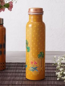 Bouteille d'eau classique en cuivre de conception orientale, écologique, 1000 ml, imprimée en 3D, portable, avec couvercle, pour le bureau et la maison - Product Image 6
