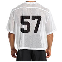 Jersey Sepak Bola Unisex Berbahan Mesh Lengan Pendek Kerah Bulat Cetak Transfer Panas Nama Pemain Kustom di Depan Cepat Kering Bernapas Pakaian Olahraga