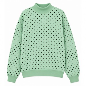 เสื้อสเวตเชิ้ตผู้หญิงทรงโอเวอร์ไซส์ลายจุด คอเต่า แขนยาว ผ้าฝ้าย 100% ระบายอากาศได้ดี นุ่ม สวมใส่สบาย ทรงหลวม เหมาะสำหรับฤดูหนาว/ฤดูใบไม้ร่วง - Product Image 6