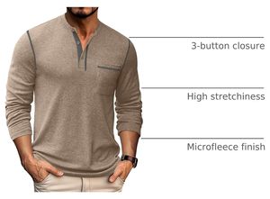 Camiseta de Manga Larga para Hombre, Tejida en Spandex/Algodón, con Logotipo Personalizado en el Cuello, Premium, Suave, Casual, Lisa, Ecológica - Product Image 5