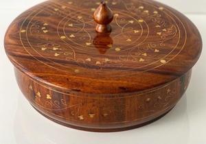 Boîte à épices artisanale en bois de santal nautique, pour fruits secs et aliments, 4 compartiments, décoration, cadeau - Product Image 3