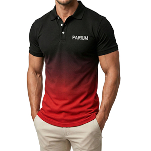 Polo pour homme durable à manches courtes dégradé, impression personnalisable, prix de gros, vêtements décontractés, streetwear - Product Image 1