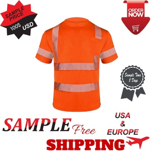 <b>Orange</b> <b>Hi</b> <b>Vis</b> Safety T Shirt Reflective Workwear Short Sleeve High Visibility Tee with Pocket Custom Logo 2026 - Product Image 3
