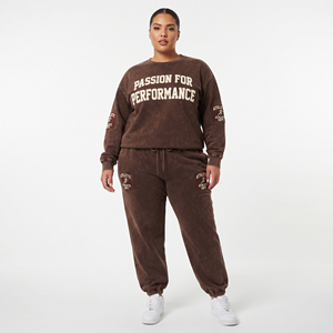Ensemble de survêtement épais personnalisé avec impression en relief, sweats et pantalons de jogging délavés de qualité supérieure, style vintage pour l'hiver - Product Image 1