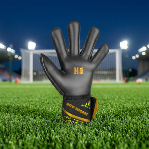 Nouveauté 2025 : Meilleurs gants de gardien de but noirs avec protection des doigts, faible MOQ, en cuir, latex allemand, coupe hybride - Product Image 5
