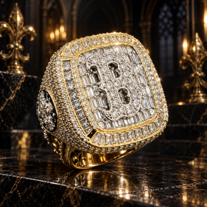 Bague initiale VVS Moissanite taille baguette, en argent 925, sertie de halo carré, style hip-hop, pour homme, bijoux fins, vente chaude - Product Image 1