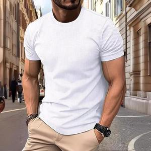 Men's Oversized O-Neck Short Sleeve T-<b>Shirt</b> Geometric Pattern <b>100</b>% <b>Polyester</b> Knitted Breathable Casual Top 320g - Product Image 3