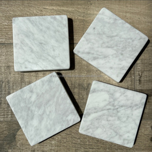 Eco-Friendly <b>Square</b> Marble Coasters Classic Design Latest Patterned Mat <b>Set</b> 4 Inch 5mm Thick Dining Table Wedding Party Kitchen - Product Image 6