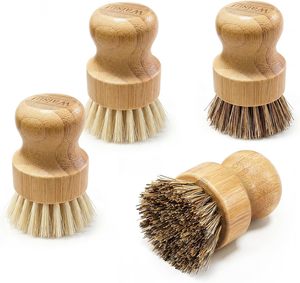 Wooden Dish <b>Brush</b> Set 4 Natural Bristle Replacement Heads with 1 Sturdy Wooden Handle Sisal Kitchen <b>Scrub</b> <b>Brush</b> for Pots Pans - Product Image 5